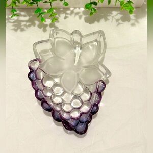 Vintage Walther Glass Grape Bowl Made In Germany Frosted Glow  Purple Clear Art